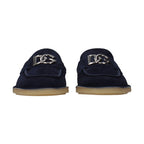 Dolce & Gabbana Blue Leather Slip-On Loafers