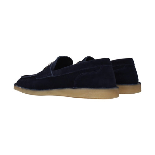 Dolce & Gabbana Blue Leather Slip-On Loafers