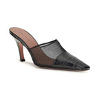 Amina Muaddi Black Calf Leather Bos Taurus Mules