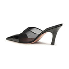 Amina Muaddi Black Calf Leather Bos Taurus Mules