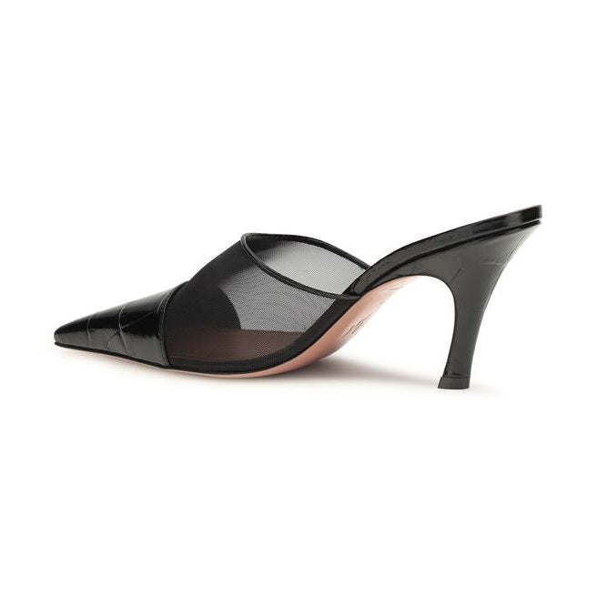 Amina Muaddi Black Calf Leather Bos Taurus Mules
