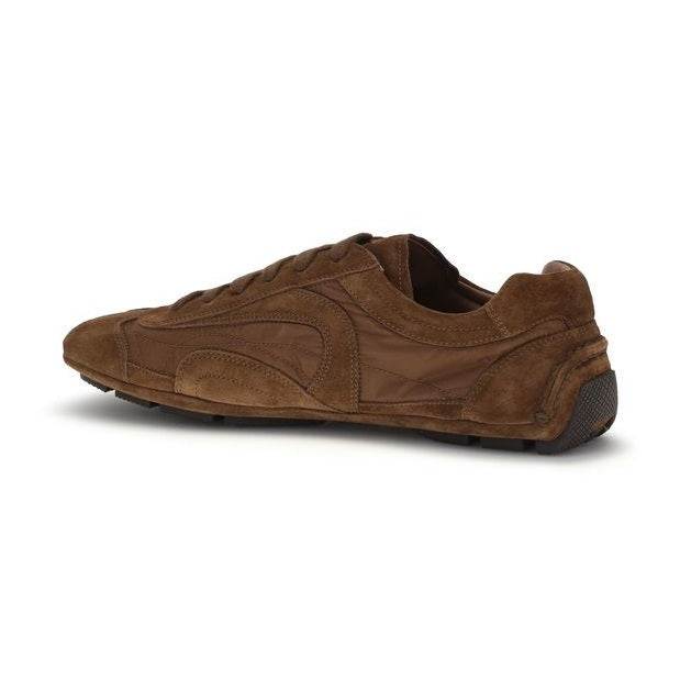 Prada Brown Calf Leather Bos Taurus Low Top Sneakers