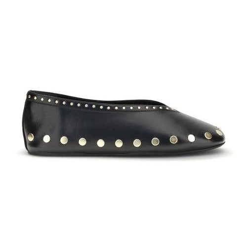 Ganni Black Polyurethane Ballet Flats