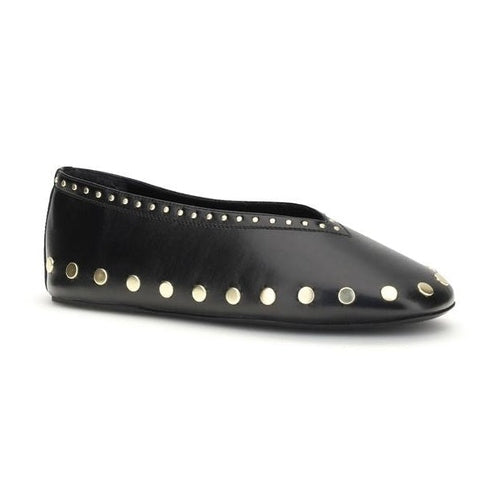 Ganni Black Polyurethane Ballet Flats