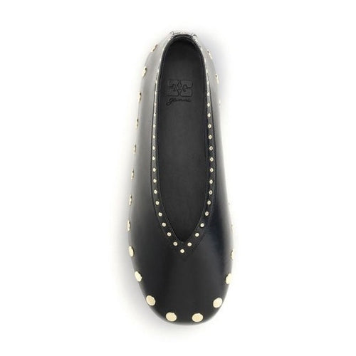 Ganni Black Polyurethane Ballet Flats