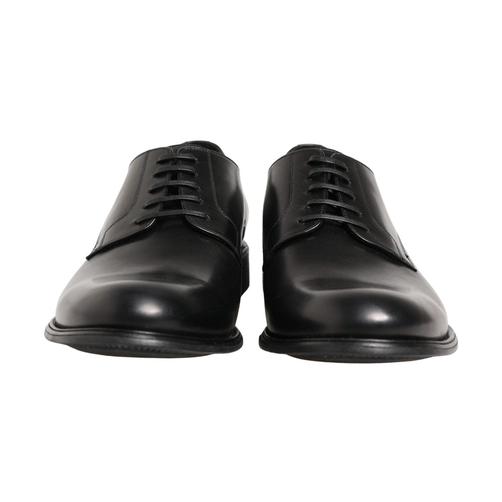 Dolce & Gabbana Black Calfskin Leather Derby Men Dress Shoes