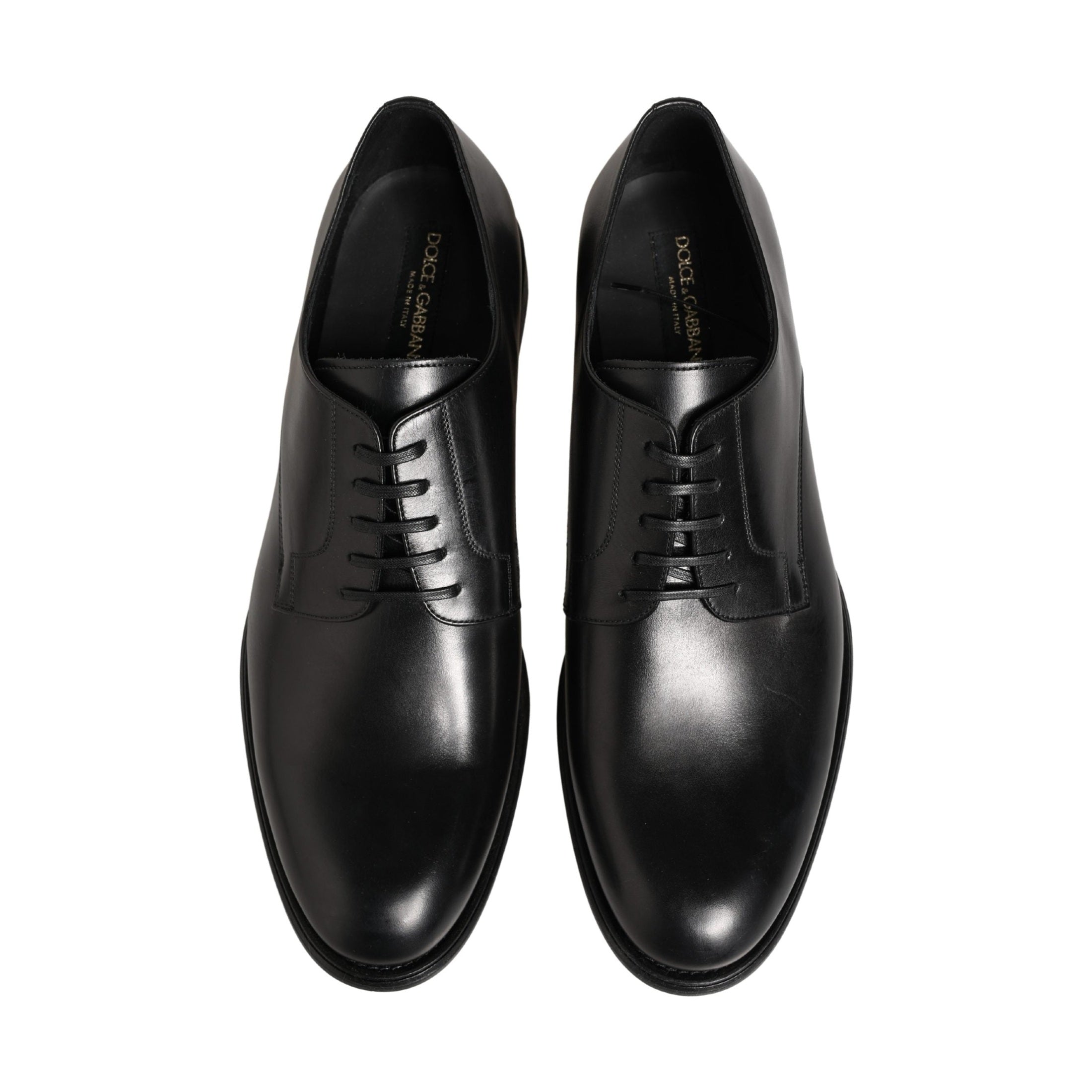 Dolce & Gabbana Black Calfskin Leather Derby Men Dress Shoes
