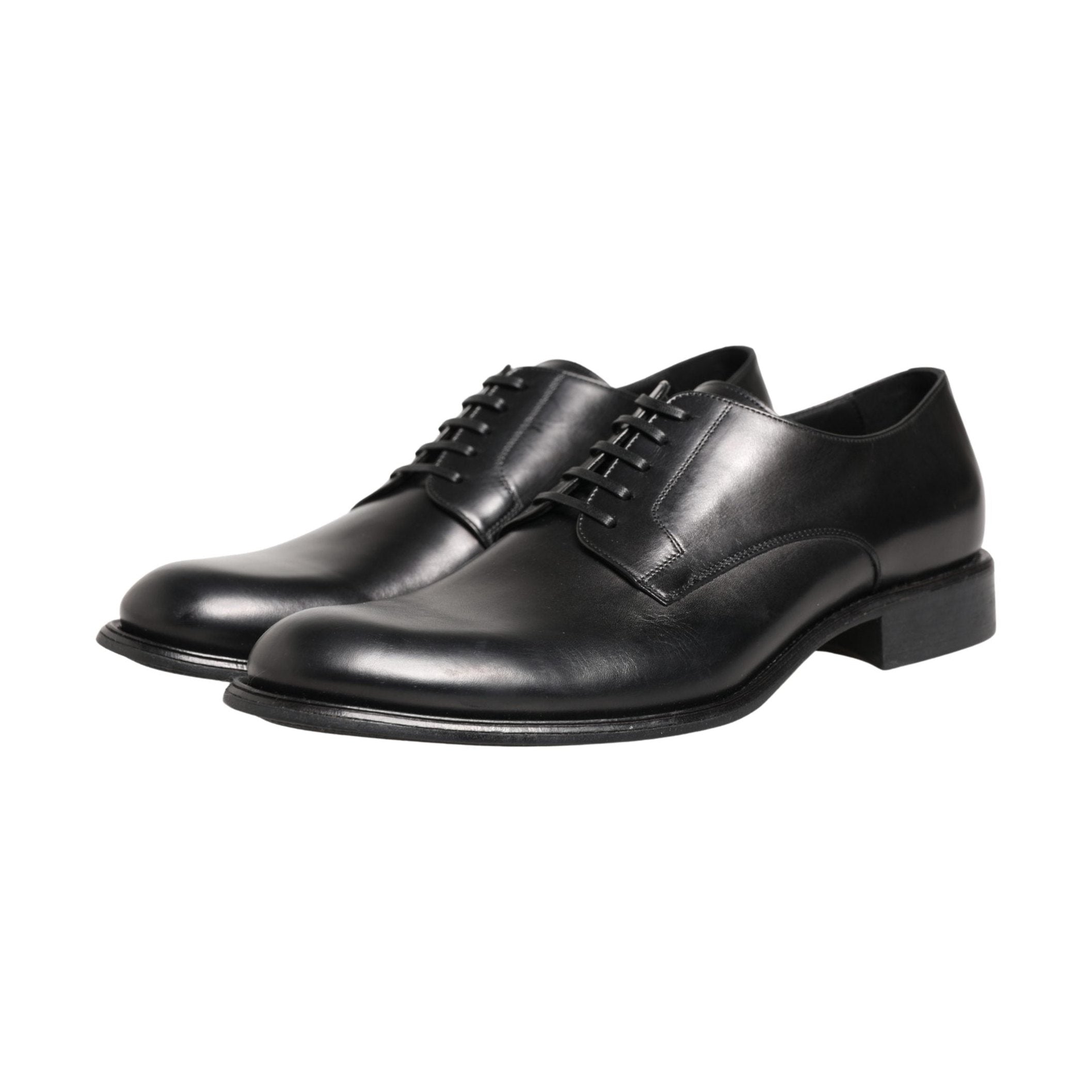 Dolce & Gabbana Black Calfskin Leather Derby Men Dress Shoes
