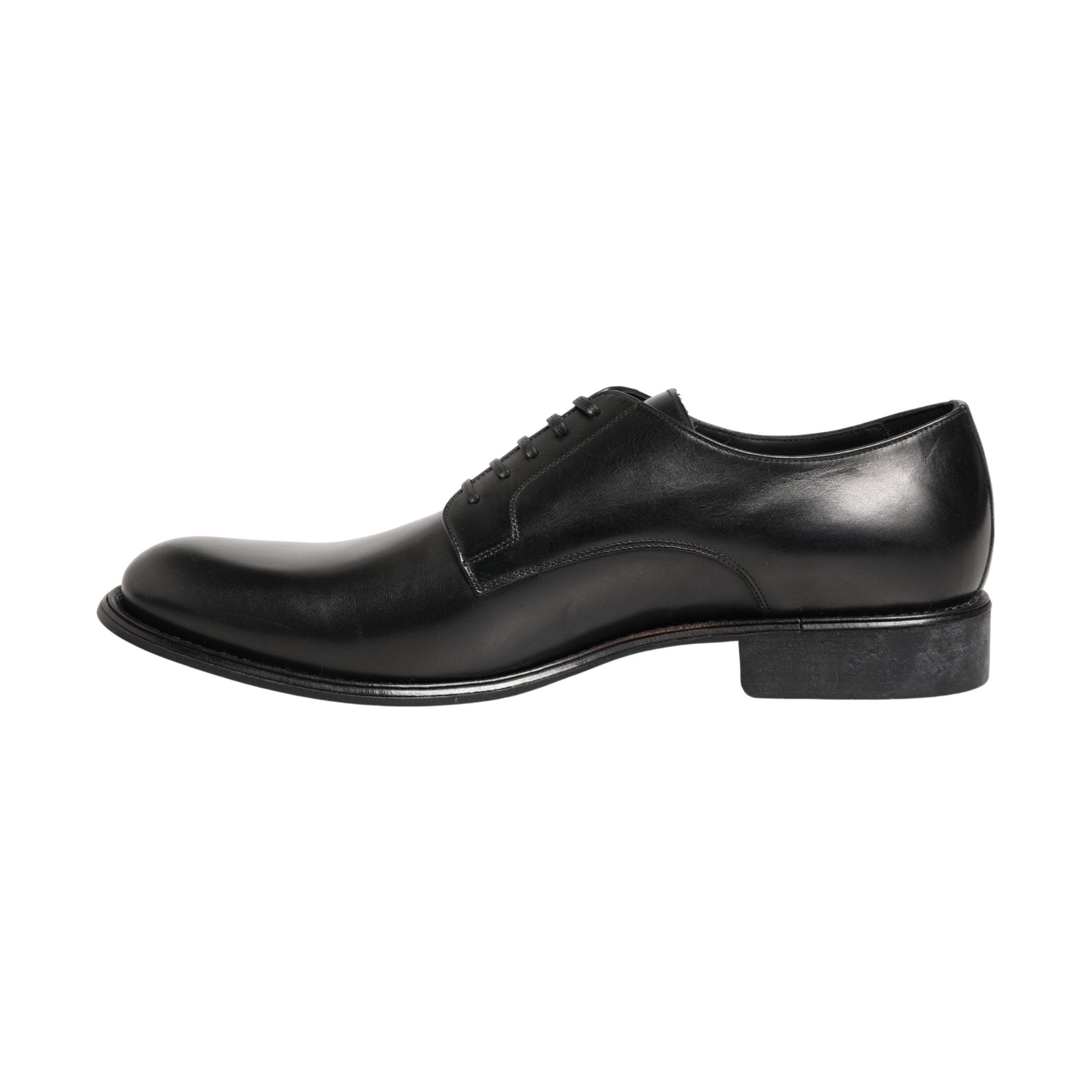 Dolce & Gabbana Black Calfskin Leather Derby Men Dress Shoes