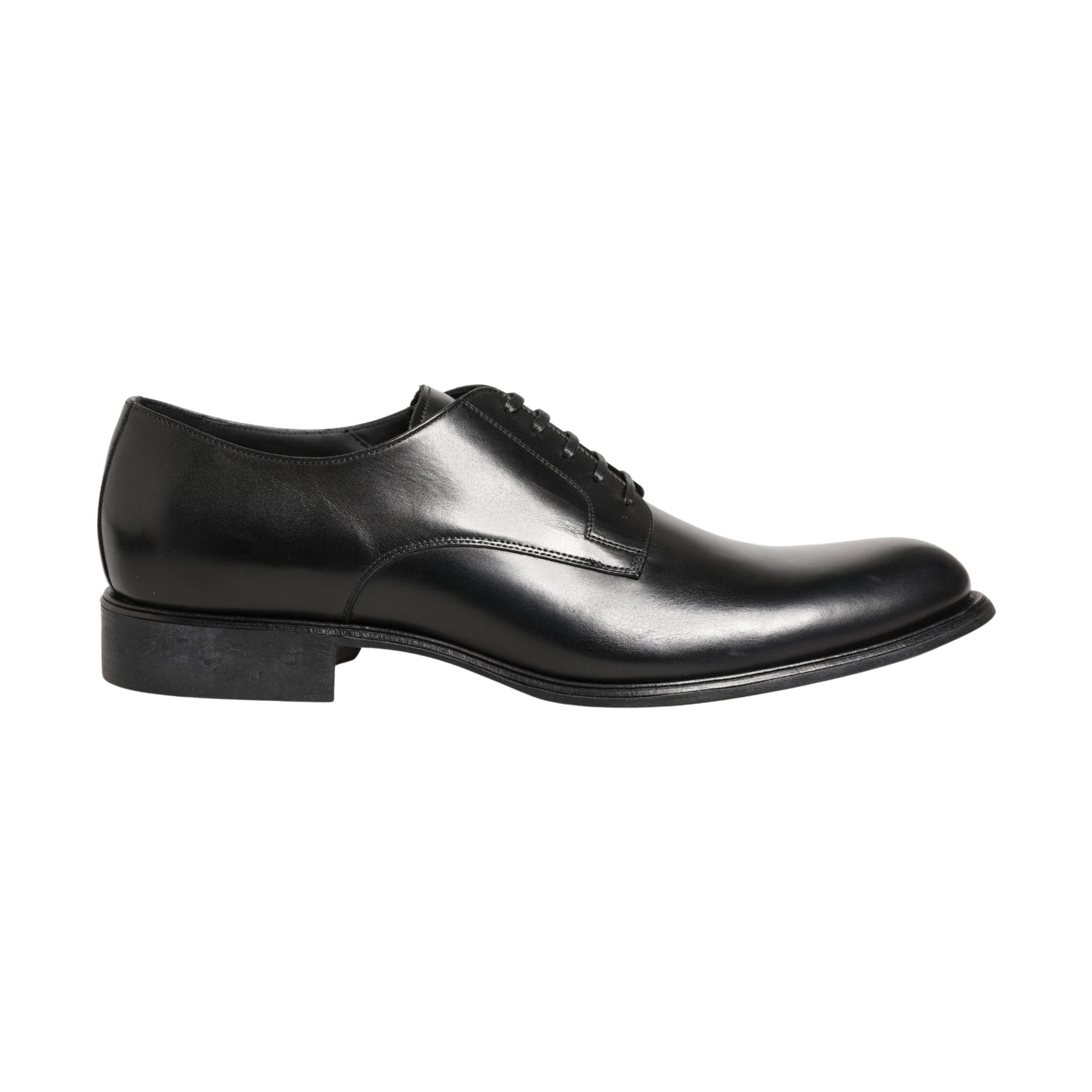 Dolce & Gabbana Black Calfskin Leather Derby Men Dress Shoes
