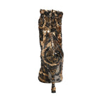 Gold Leopard Sequin Sock Ankle Boots Shoes