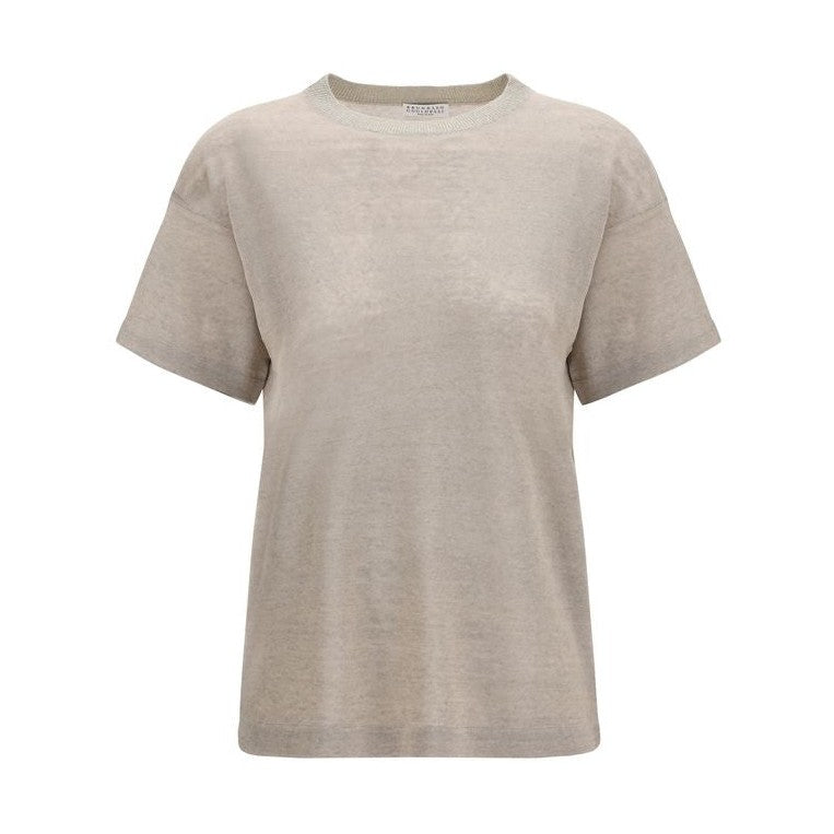 Brunello Cucinelli Beige Linen T-Shirt