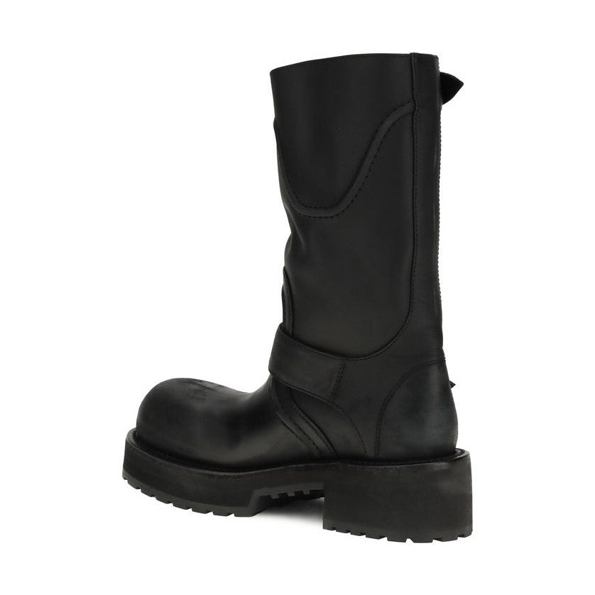 Balenciaga Black Calf Leather Bos Taurus Lace-Up Boots