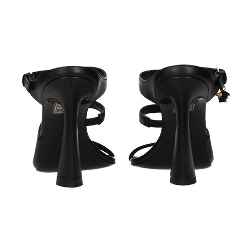 Versace Black Leather Stiletto Heel Sandals