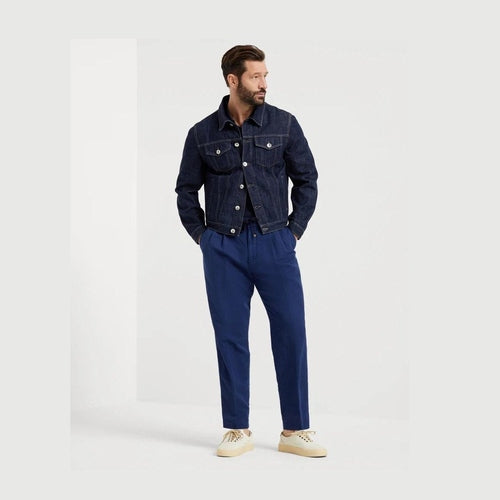 Brunello Cucinelli Blue Linen Casual Pants