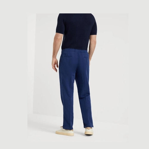 Brunello Cucinelli Blue Linen Casual Pants