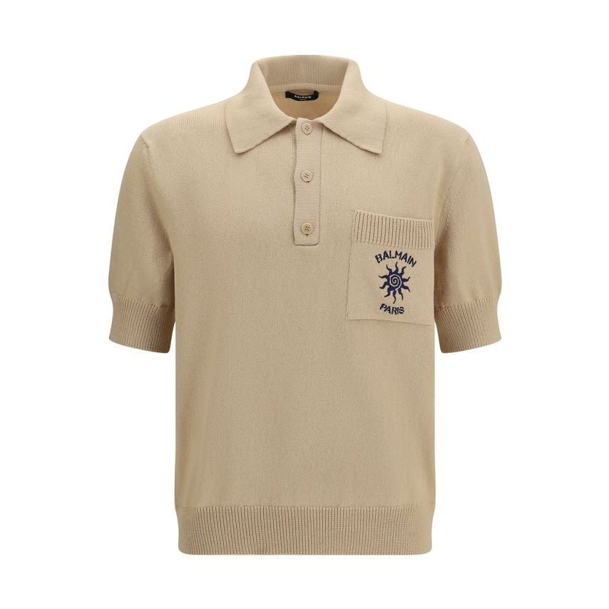 Balmain Beige Cotton Polo Shirt