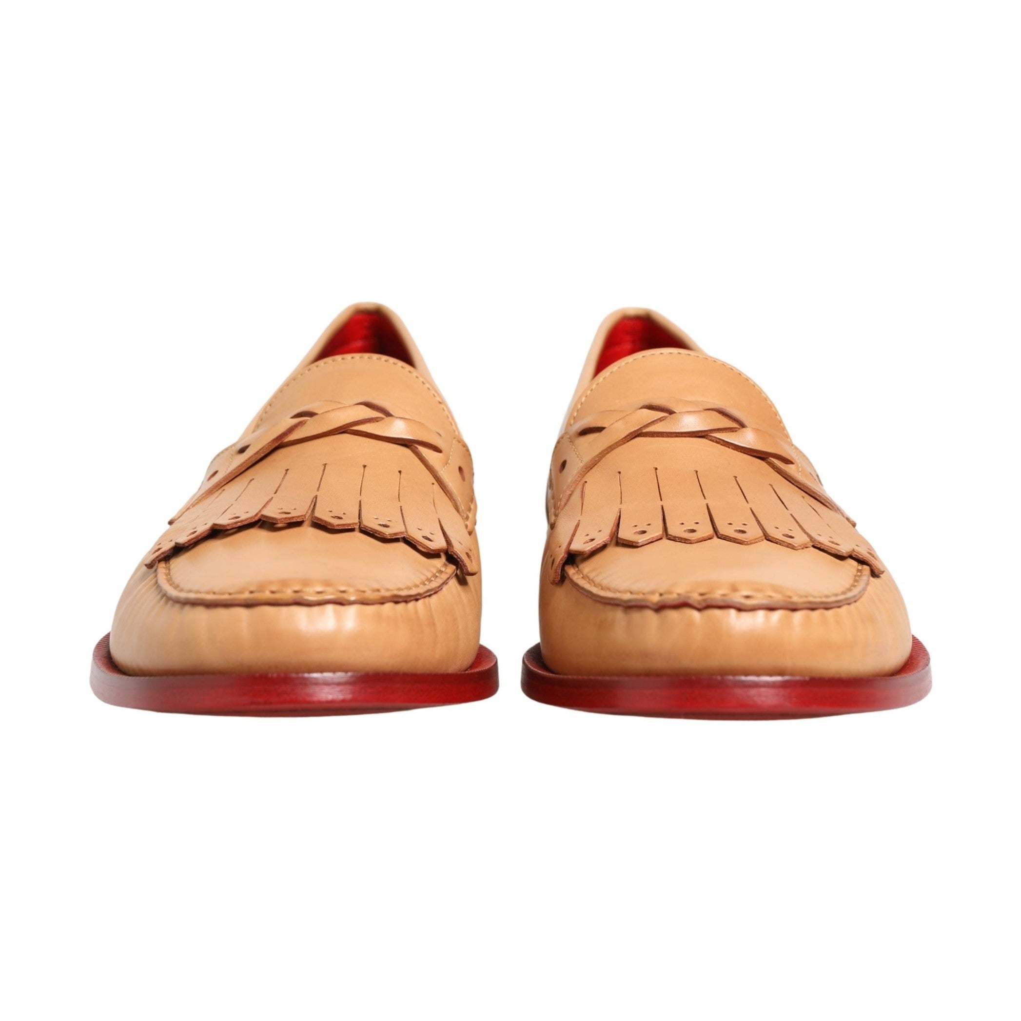 Dolce & Gabbana Beige Tassel Leather Men Slip On Loafers Shoes