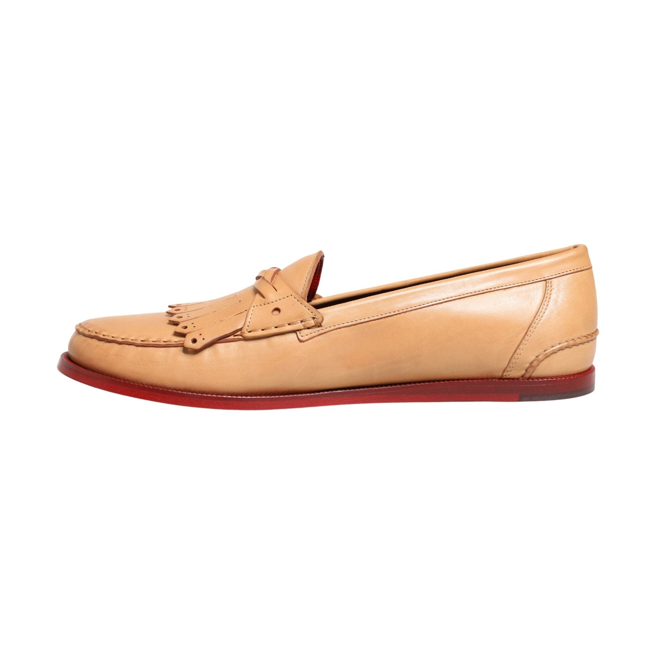 Dolce & Gabbana Beige Tassel Leather Men Slip On Loafers Shoes