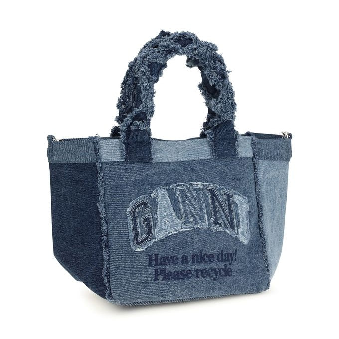 Ganni Blue Cotton Handbag