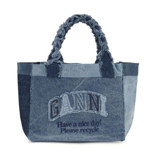 Ganni Blue Cotton Shoulder Bag
