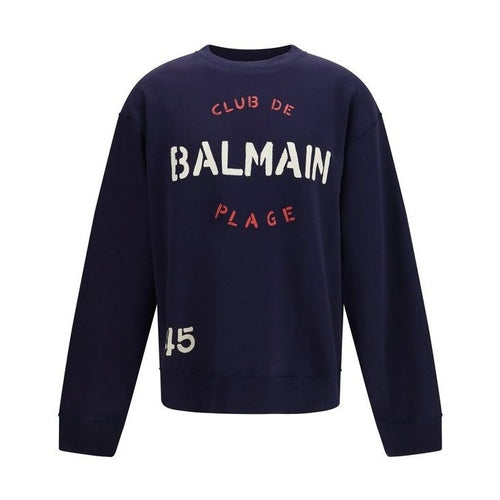 Balmain Blue Cotton Sweatshirt