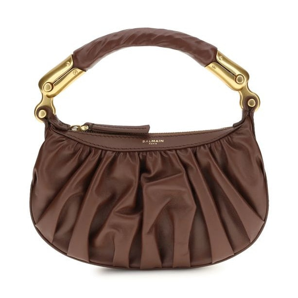 Balmain Brown Calf Leather Bos Taurus Shoulder Bag
