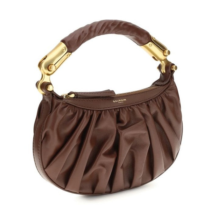 Balmain Brown Calf Leather Bos Taurus Shoulder Bag