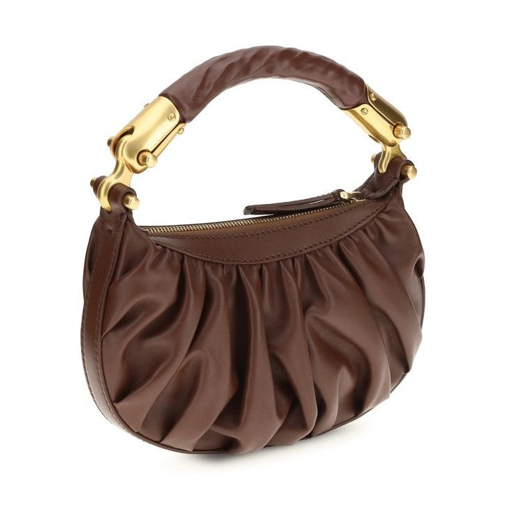 Balmain Brown Calf Leather Bos Taurus Shoulder Bag