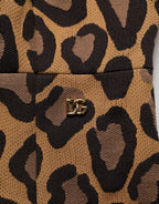 Brown Leopard Jacquard Knee Length Dress