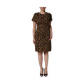 Brown Leopard Jacquard Knee Length Dress
