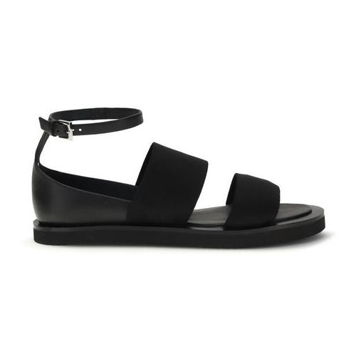 Max Mara Black Calf Leather Bos Taurus Flat Sandals