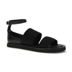 Max Mara Black Calf Leather Bos Taurus Flat Sandals