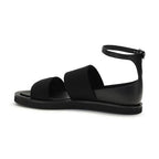 Max Mara Black Calf Leather Bos Taurus Flat Sandals