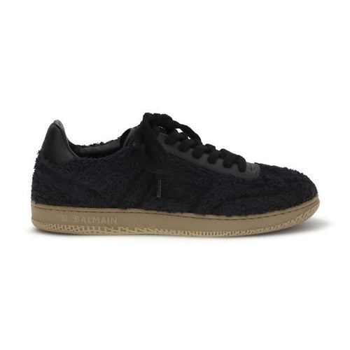 Balmain Black Suede Leather Low Top Sneakers