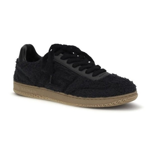 Balmain Black Suede Leather Low Top Sneakers