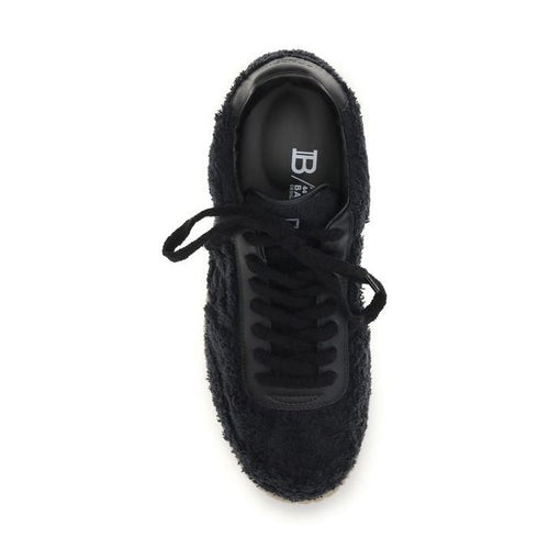 Balmain Black Suede Leather Low Top Sneakers