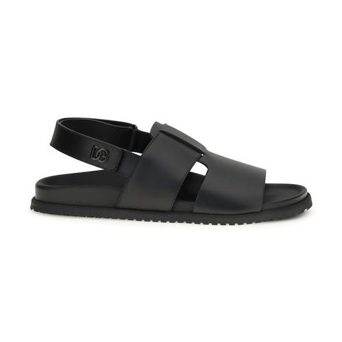 Dolce & Gabbana Black Calf Leather Bos Taurus Sandals