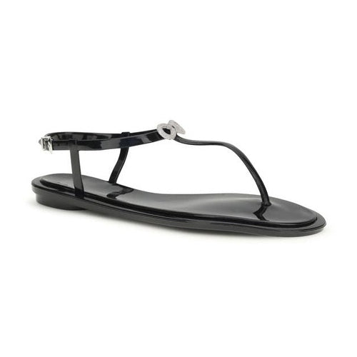 MACH & MACH Black Rubber Flat Sandals