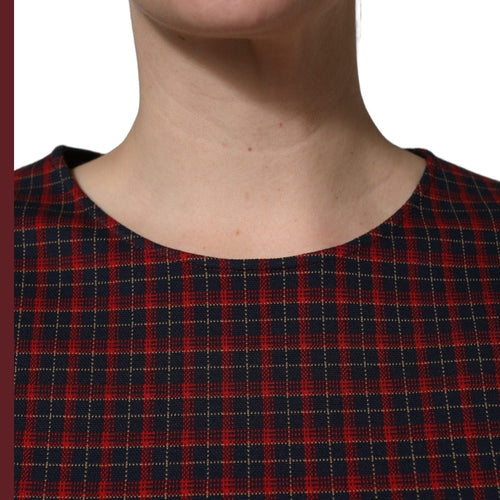 Dolce & Gabbana Red Black Checkered ShortSleeve Sheath Dress