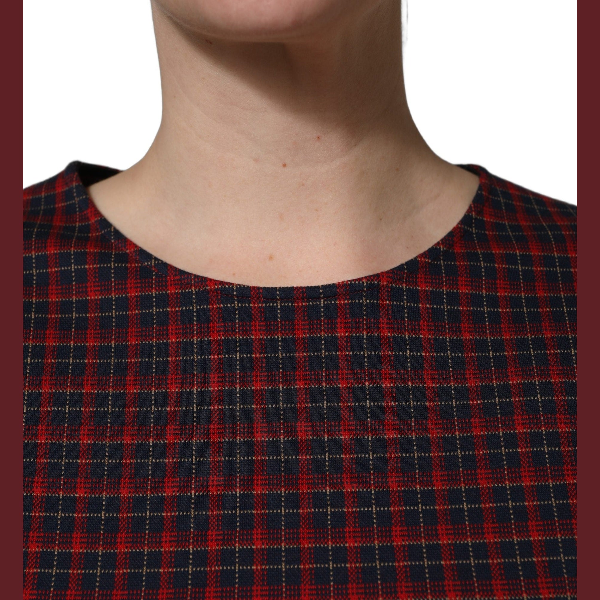 Dolce & Gabbana Red Black Checkered ShortSleeve Sheath Dress