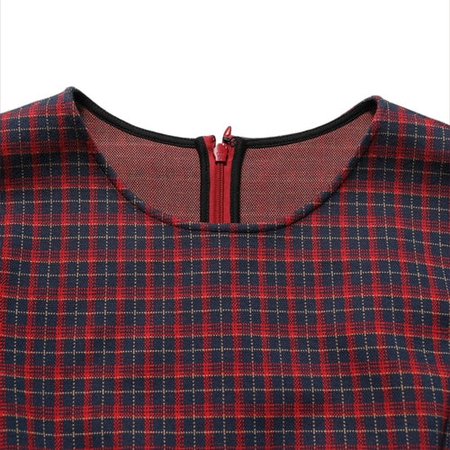 Dolce & Gabbana Red Black Checkered ShortSleeve Sheath Dress