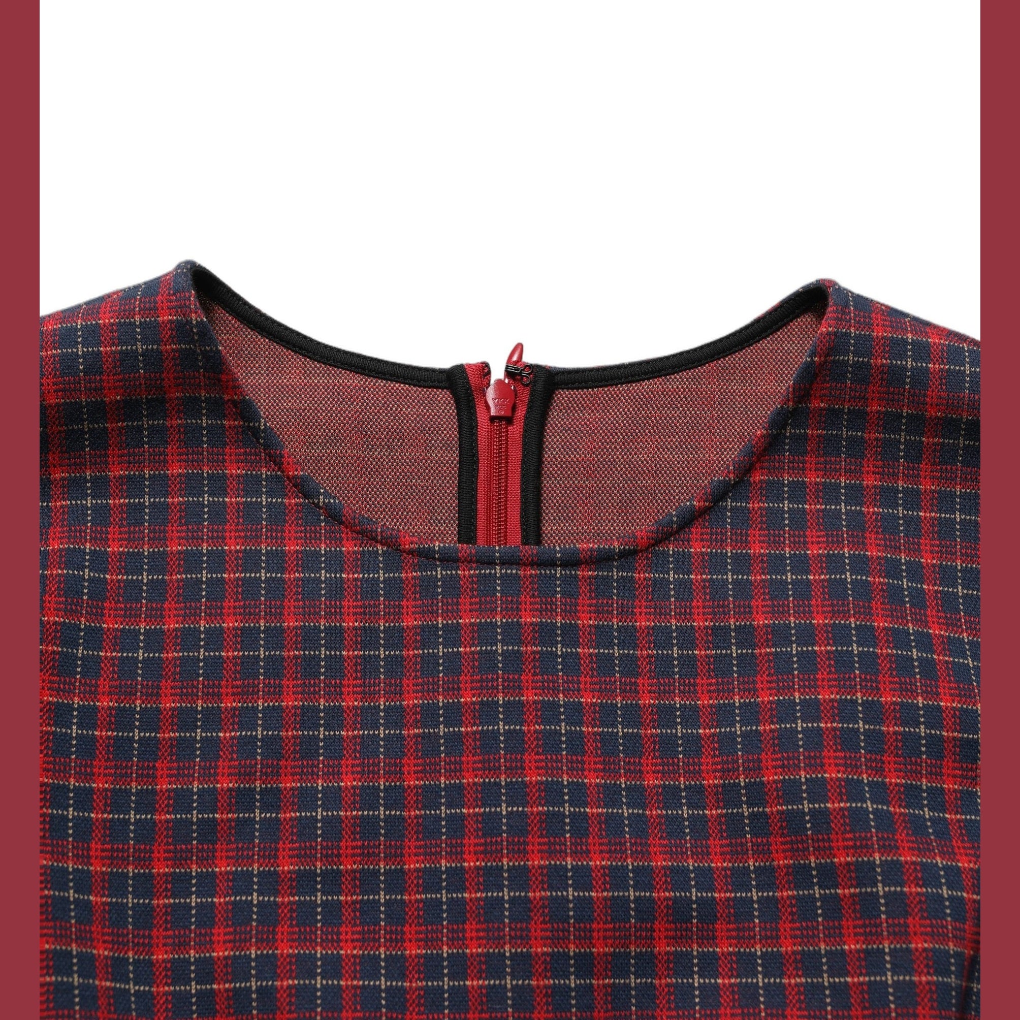 Dolce & Gabbana Red Black Checkered ShortSleeve Sheath Dress