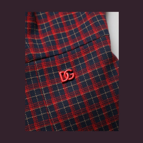 Dolce & Gabbana Red Black Checkered ShortSleeve Sheath Dress