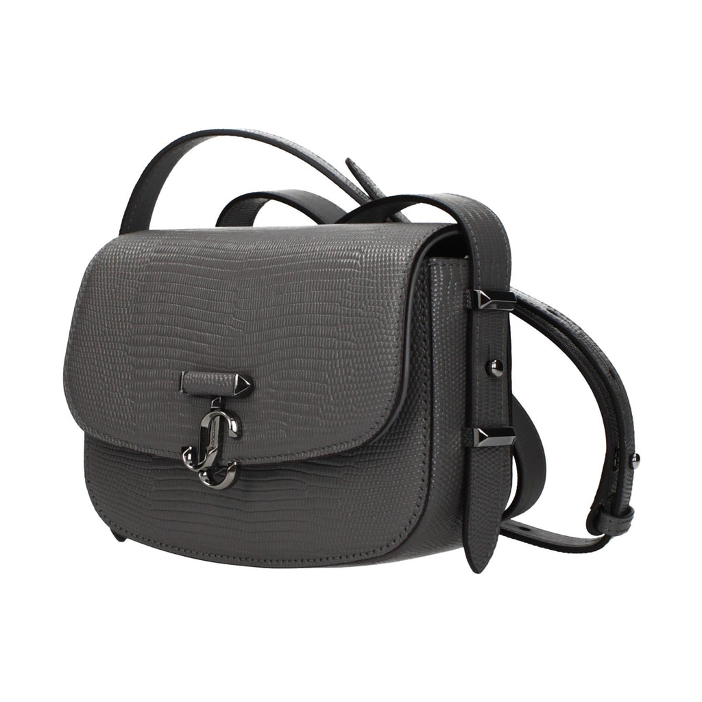 Jimmy Choo Gray Leather Shoulder Bag