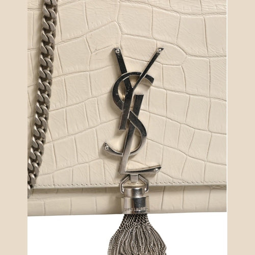 Saint Laurent Kate Tassel Small Croc-Embossed Leather