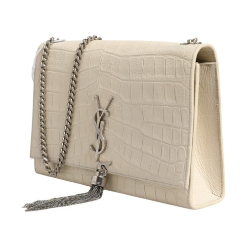 Saint Laurent Kate Tassel Small Croc-Embossed Leather