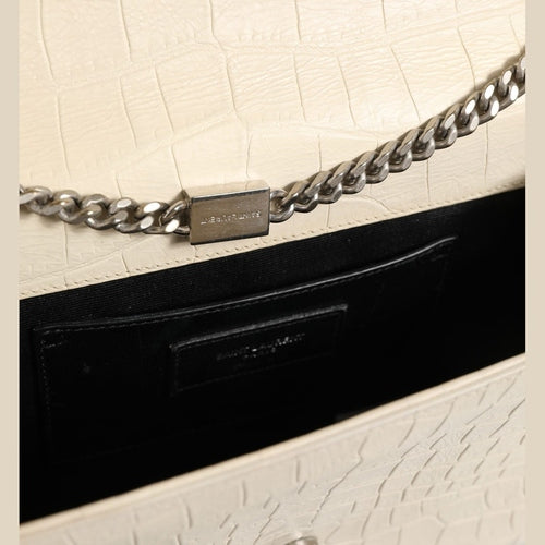 Saint Laurent Kate Tassel Small Croc-Embossed Leather