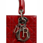 Christian Dior Cherry Red Patent Leather Cannage Quilting Small Lady Dior Bag