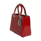 Christian Dior Cherry Red Patent Leather Cannage Quilting Small Lady Dior Bag